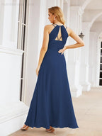 Numbersea Robes de demoiselle d'honneur pour femmes à bretelles doubles spaghetti Robe longue de soirée formelle fendue sur le côté 28051