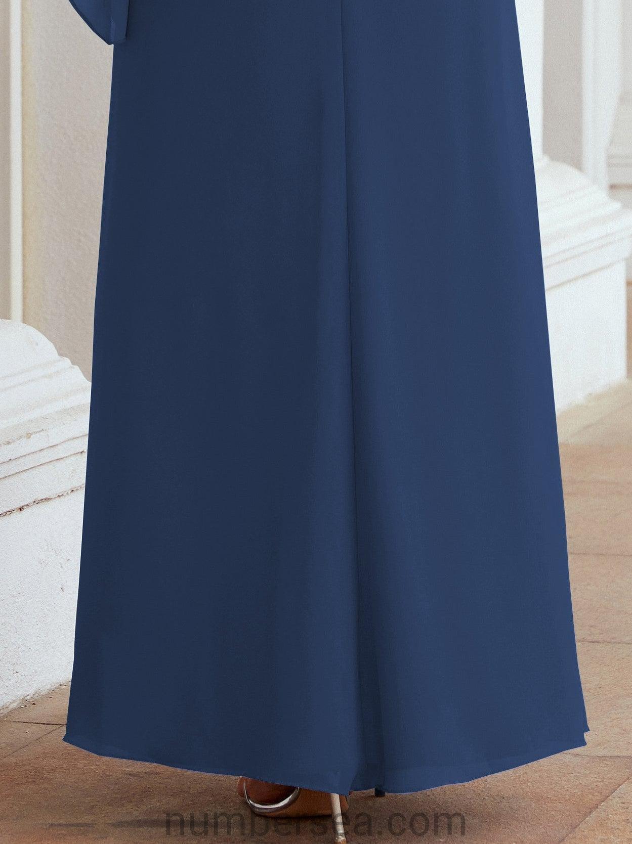 Robe de soirée formelle longue pour mère de la mariée avec cape à volants 28026