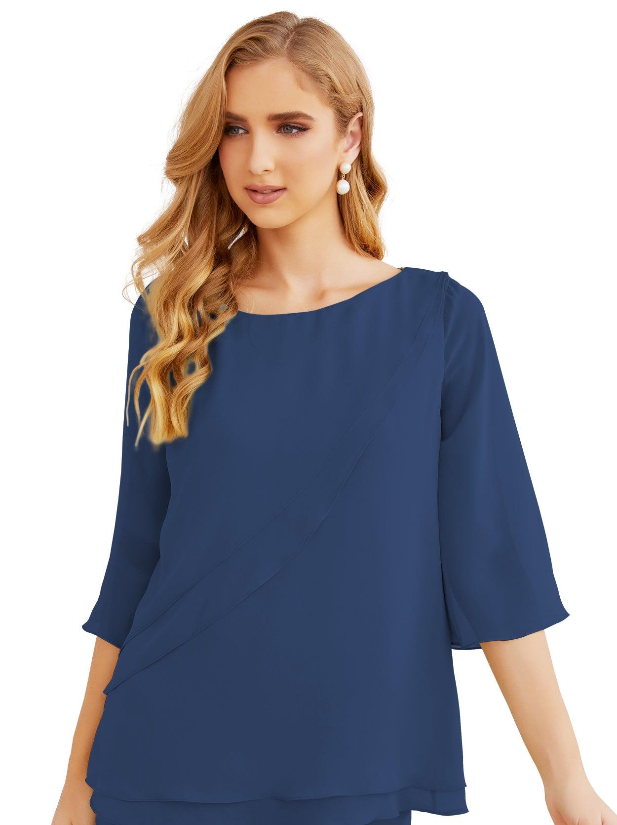 Robe de mariée élégante pour la mère de la mariée en deux pièces, tailleur pantalon grande taille à volants superposés, peignoir argenté 28064