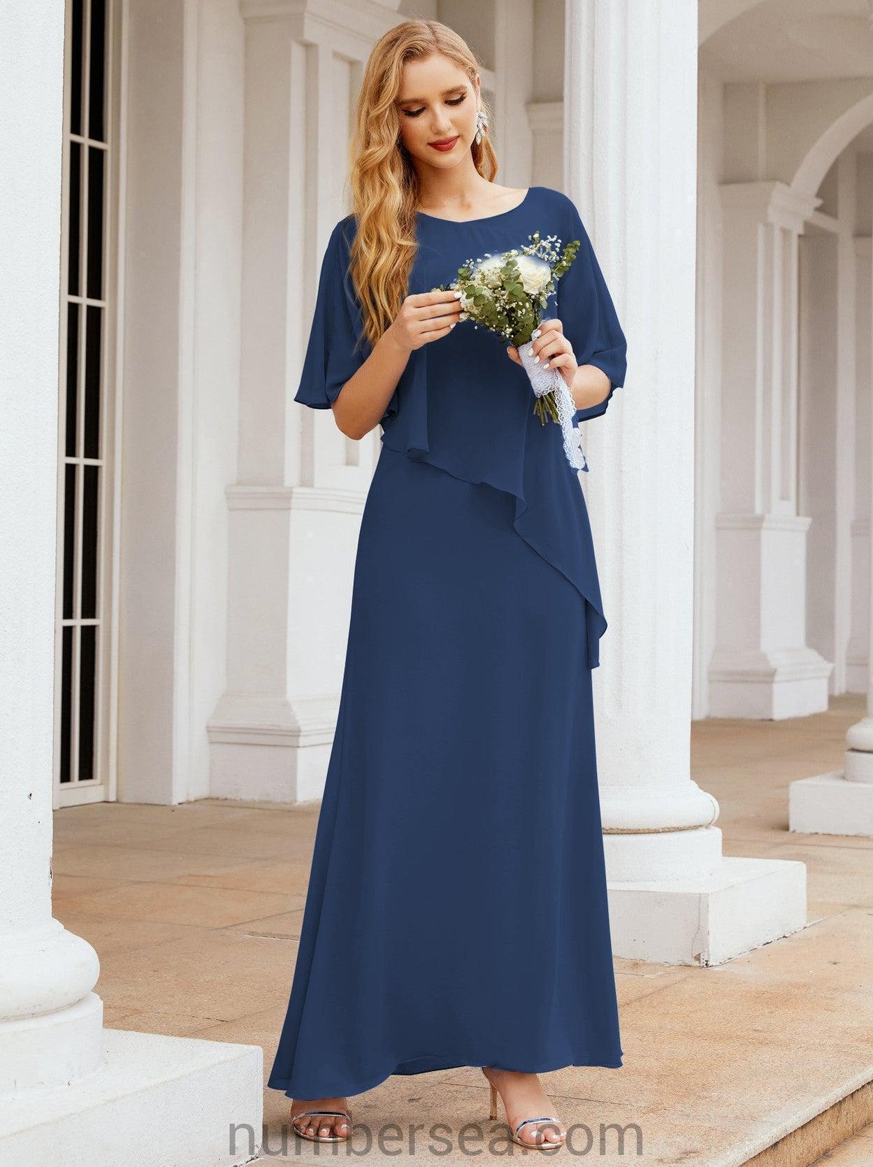 Robe de soirée formelle longue pour mère de la mariée avec cape à volants 28026