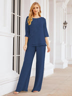 Robe de mariée élégante pour la mère de la mariée en deux pièces, tailleur pantalon grande taille à volants superposés, peignoir argenté 28064