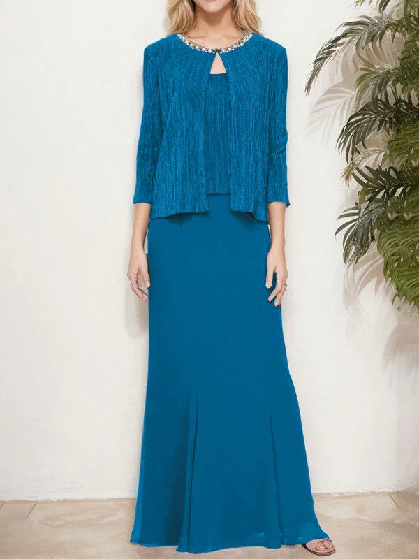 فستان مزيّف معدني من قطعتين مع سترة