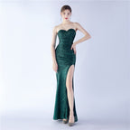 Heavy Industry Shrink Fold Wrinkle Craft Simple Retro Tube Top Evening Dress