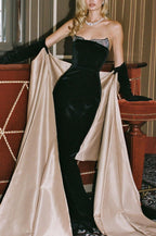 Robes longues de bal en velours sirène à décolleté cœur doux