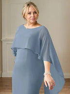 Vestido de madrina de novia de gasa largo hasta el suelo con corte recto y volantes en cascada