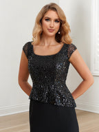 Square Neck Floor Length Sheath Mother of the Bride Gowns