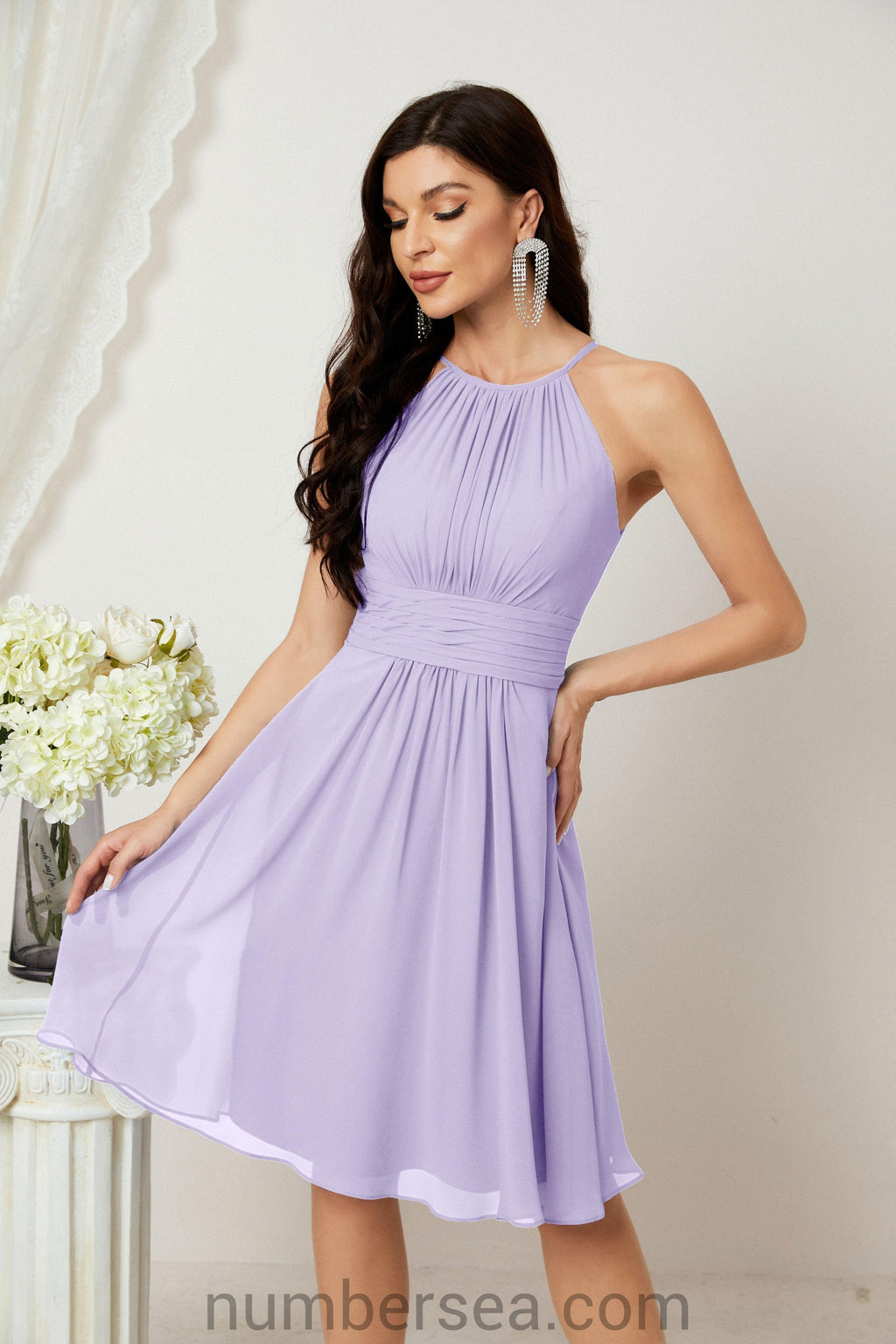 Robe de soirée formelle pour bal de fin d'études ou cocktail Halter 28011