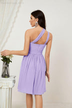 Numbersea Damen Chiffon Kurzes Ein-Schulter Brautjungfernkleid Festliche Kleider für Feier Heimkehr 2804