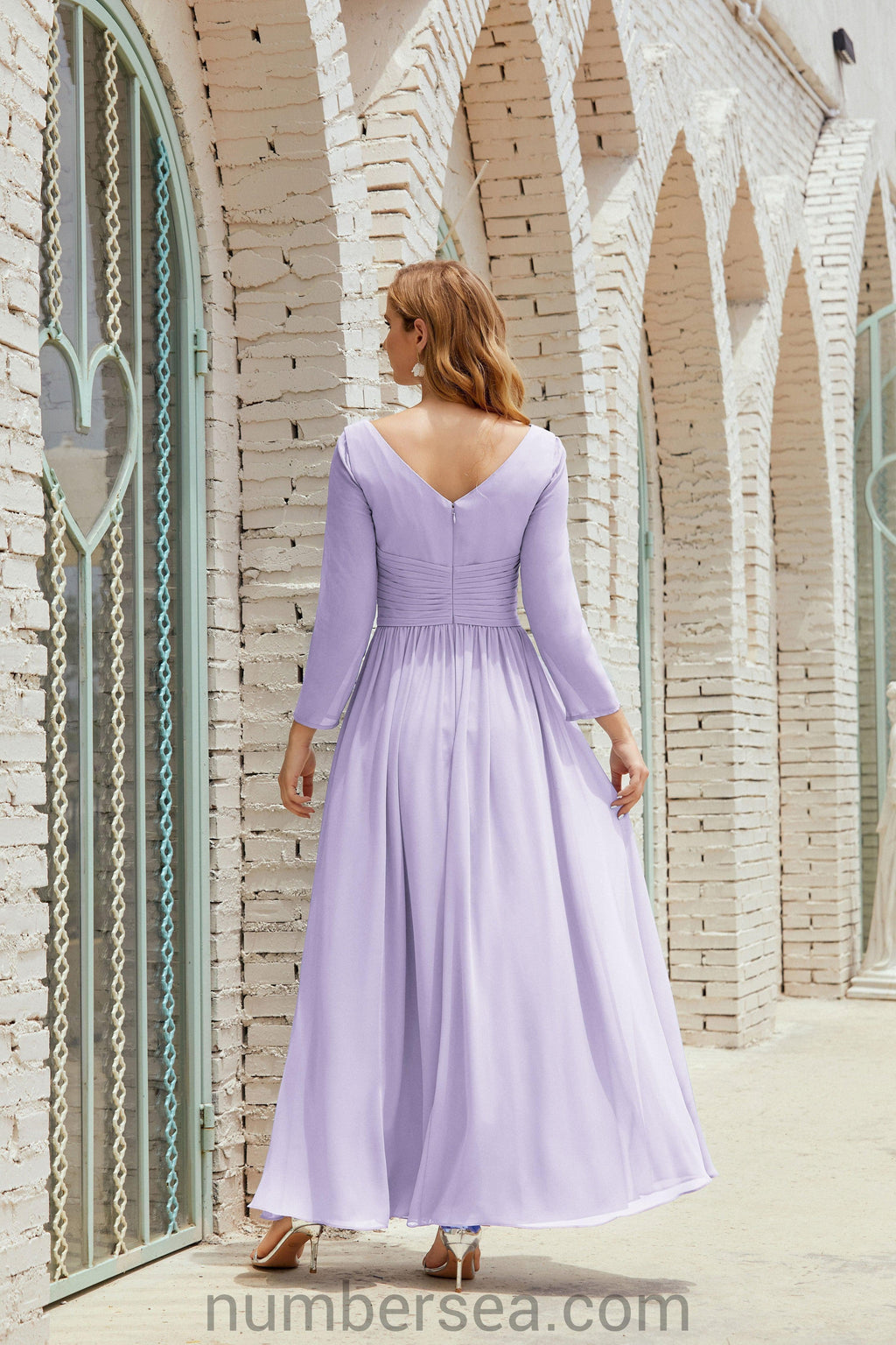 Abito da damigella Numbersea in chiffon, abito formale per festa, abito da sera 28016
