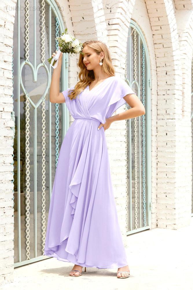 Robe de la Mère de la Mariée Grande Taille Col en V Longueur Solennelle Robe de Bal Formelle pour Invité de Mariage 28020