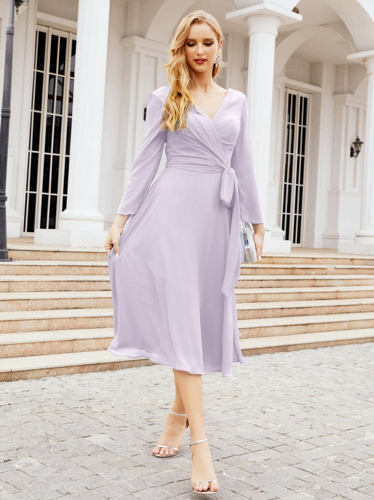 Bridesmaid Dress V-Back Waist Belt Mother of the Bride Wedding Guest SY28031