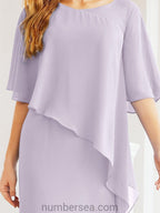 Robe de soirée formelle longue pour mère de la mariée avec cape à volants 28026