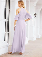 Robe de demoiselle d'honneur asymétrique, robe de soirée longue formelle ligne A 28074