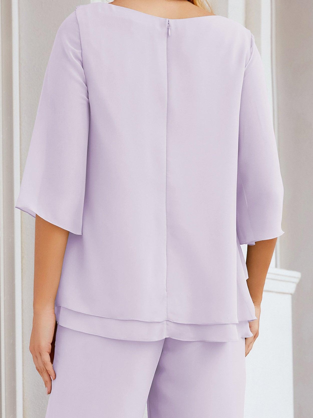 Robe de mariée élégante pour la mère de la mariée en deux pièces, tailleur pantalon grande taille à volants superposés, peignoir argenté 28064