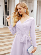 Bridesmaid Dress V-Back Waist Belt Mother of the Bride Wedding Guest SY28031