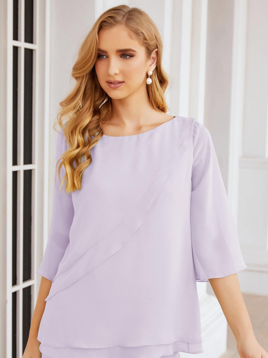 Robe de mariée élégante pour la mère de la mariée en deux pièces, tailleur pantalon grande taille à volants superposés, peignoir argenté 28064