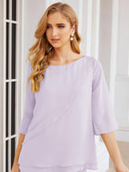 Robe de mariée élégante pour la mère de la mariée en deux pièces, tailleur pantalon grande taille à volants superposés, peignoir argenté 28064