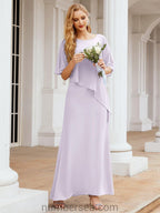 Robe de soirée formelle longue pour mère de la mariée avec cape à volants 28026