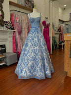 Royal Blue Baroque Lace Corset Prom Dress Long With Beadwork