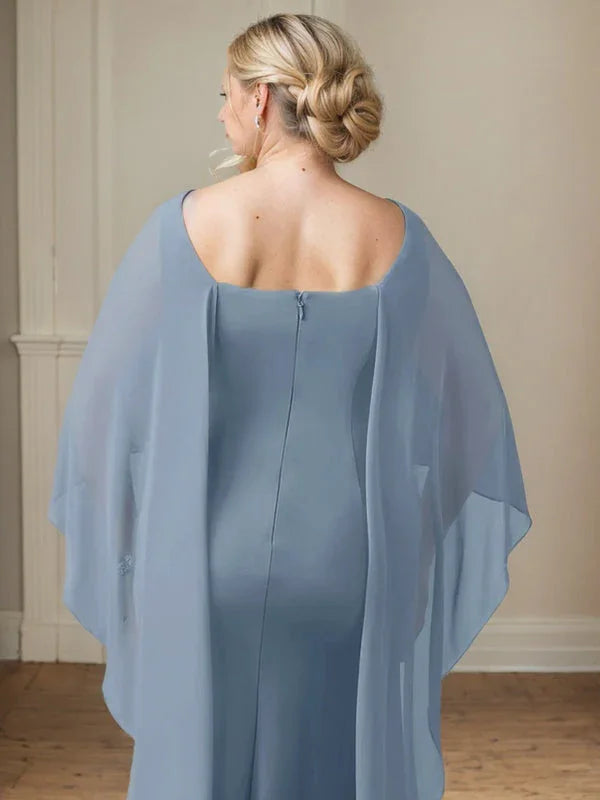 Vestido de madrina de novia de gasa largo hasta el suelo con corte recto y volantes en cascada