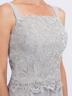 3 Piece Chiffon Square Neck Mother of the Bride Pantsuits with Jacket