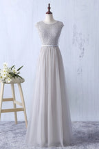 BMbridal Elegant Dark Green Tulle Jewel Prom Dress Sleeveless With Appliques