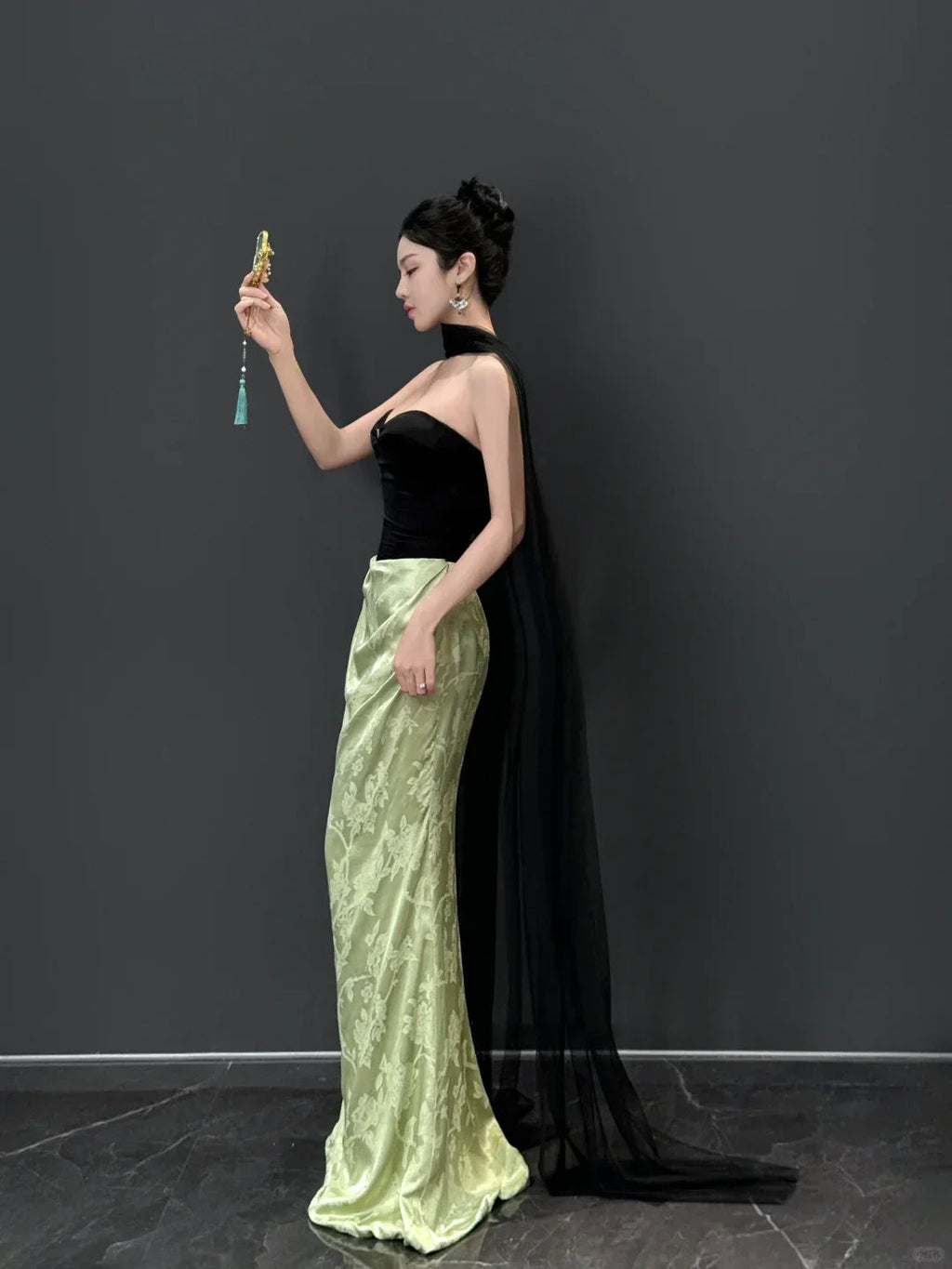 Vintage Strapless Satin Mermaid Prom Dress Long Evening Dress Y8593