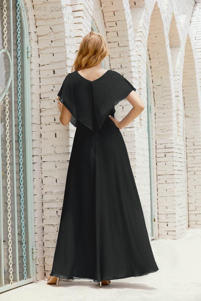Robe de la Mère de la Mariée Grande Taille Col en V Longueur Solennelle Robe de Bal Formelle pour Invité de Mariage 28020