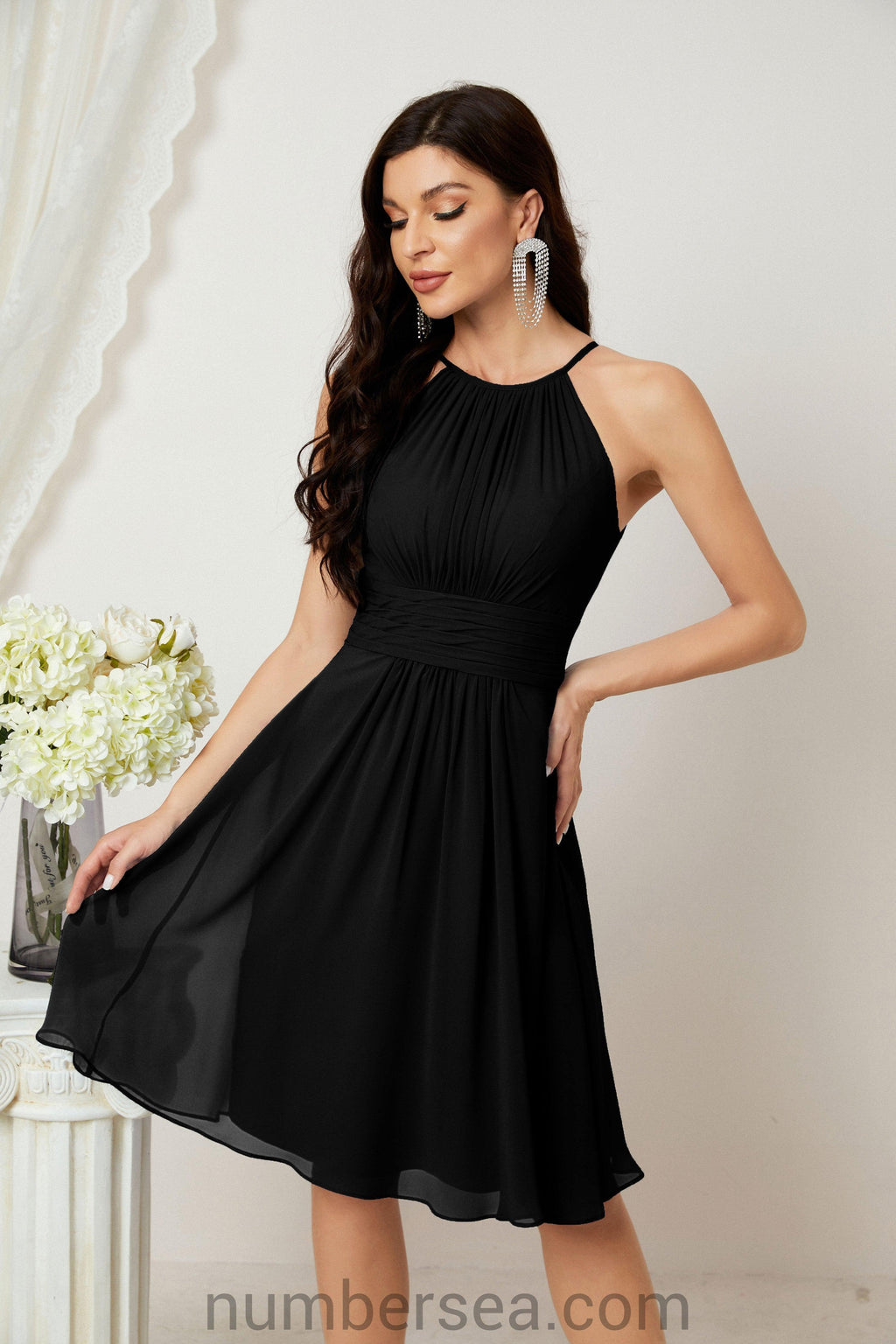 Robe de soirée formelle pour bal de fin d'études ou cocktail Halter 28011