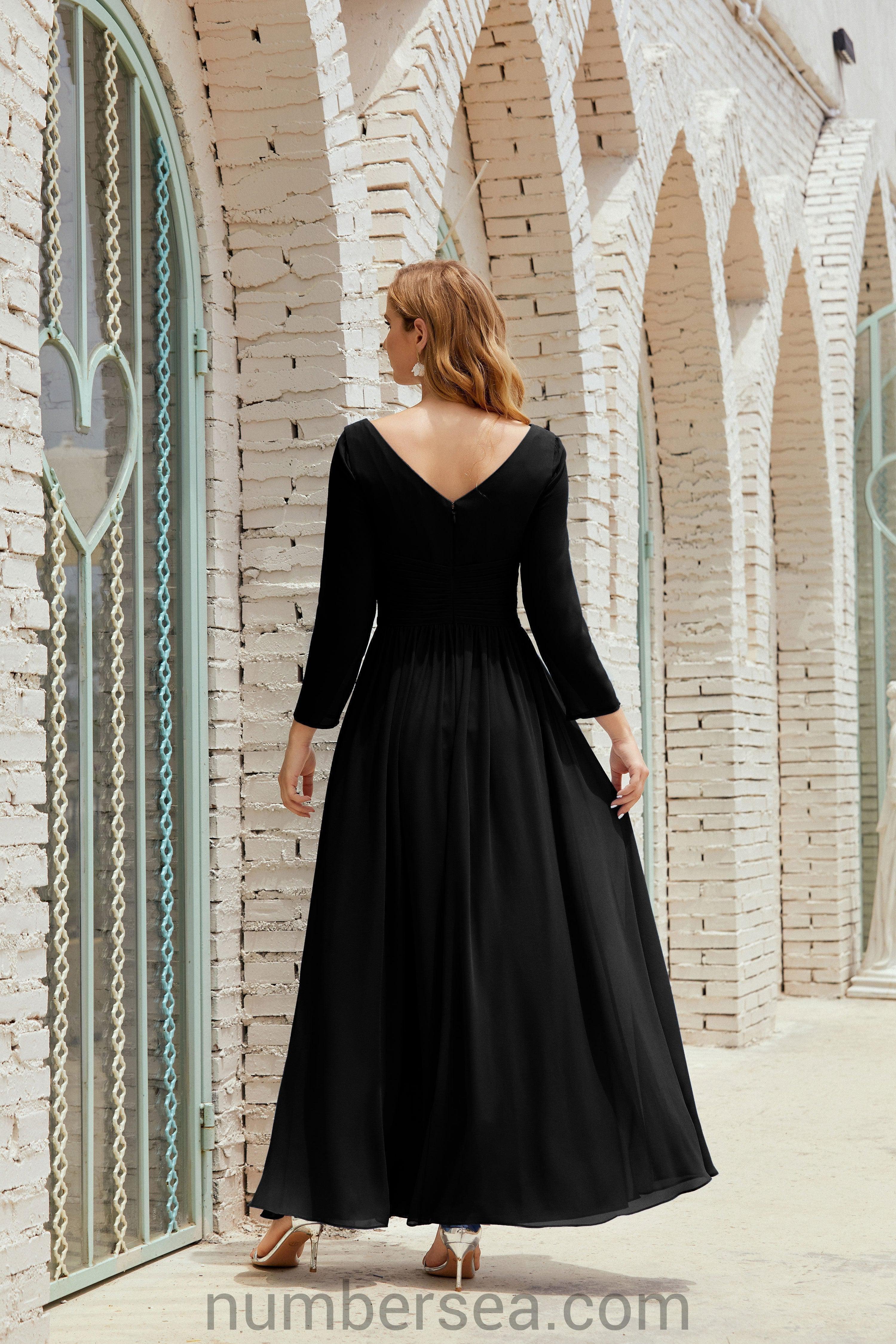 Abito da damigella Numbersea in chiffon, abito formale per festa, abito da sera 28016