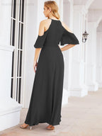 Robe de demoiselle d'honneur asymétrique, robe de soirée longue formelle ligne A 28074