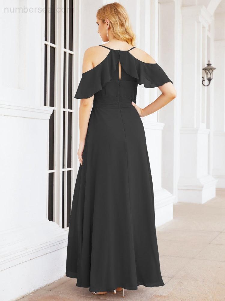 Robes longues de demoiselle d'honneur Numbersea à épaules dénudées, fente latérale, robes de bal formelles pour fête et mariage 28070