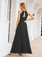 Numbersea Robes de demoiselle d'honneur pour femmes à bretelles doubles spaghetti Robe longue de soirée formelle fendue sur le côté 28051
