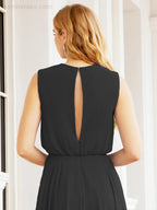 Vestido de Dama de Honra Sem Mangas Longo Linha A para Baile de Gala e Noites Formais 28025