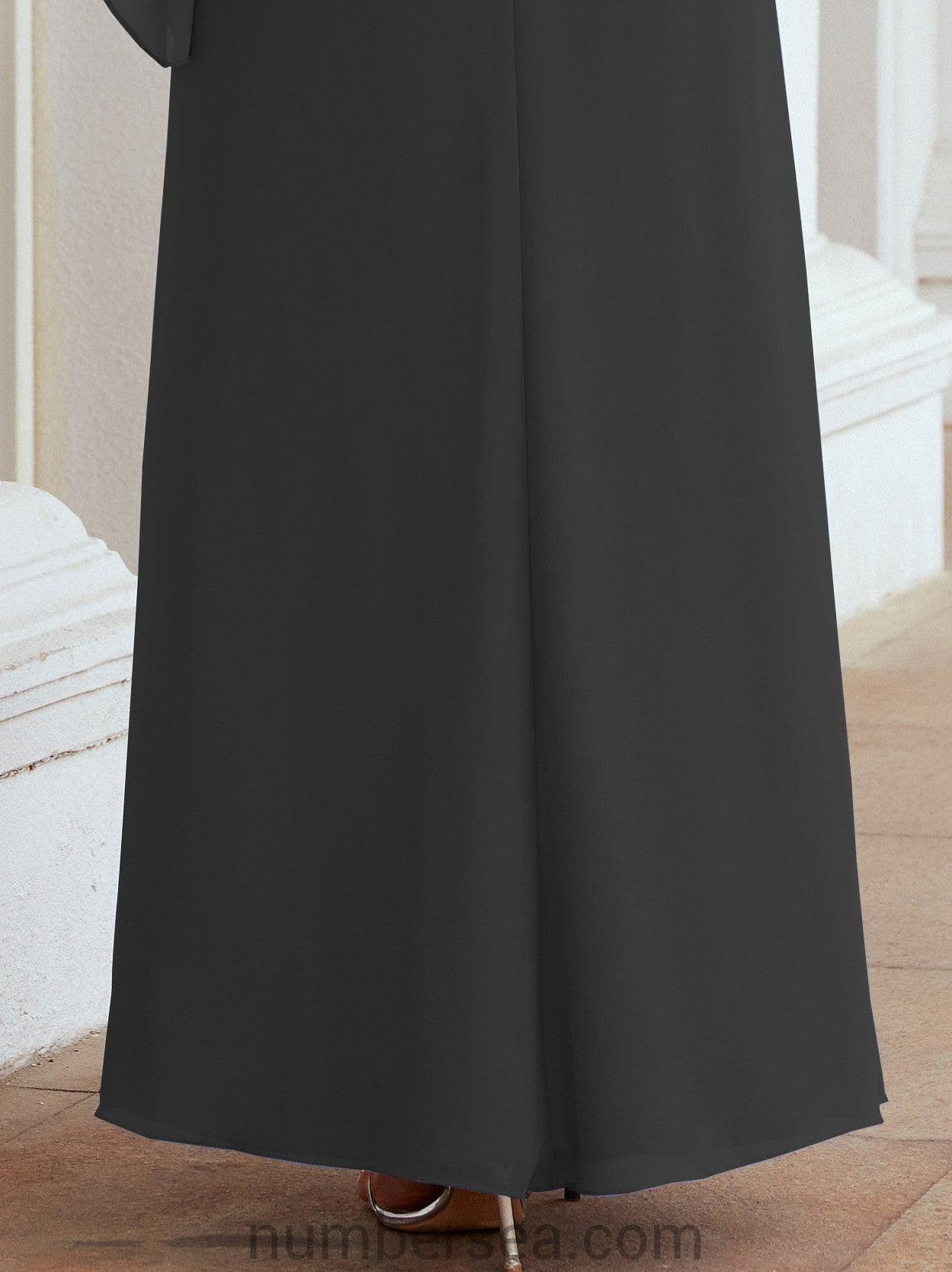 Robe de soirée formelle longue pour mère de la mariée avec cape à volants 28026