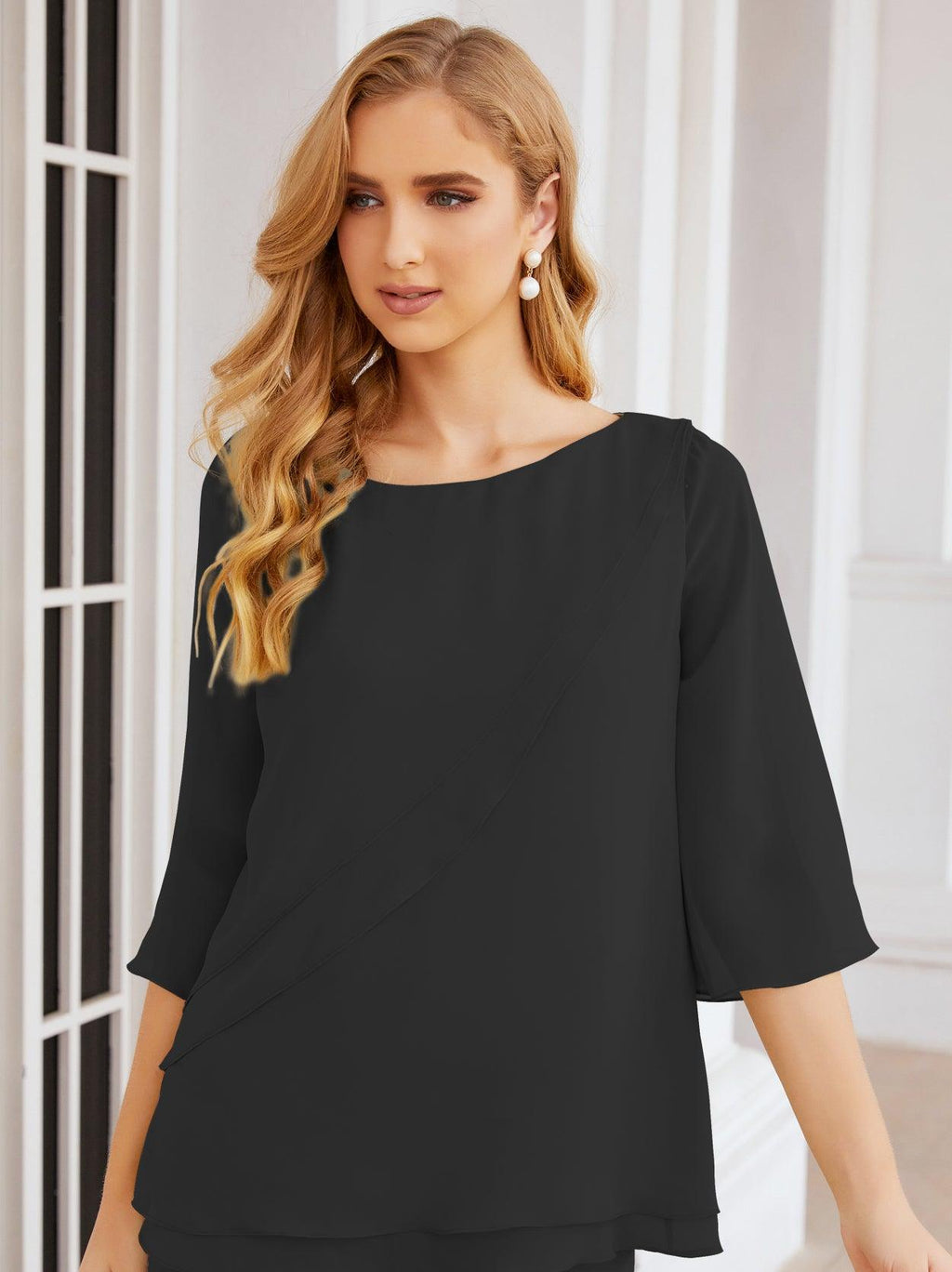 Robe de mariée élégante pour la mère de la mariée en deux pièces, tailleur pantalon grande taille à volants superposés, peignoir argenté 28064