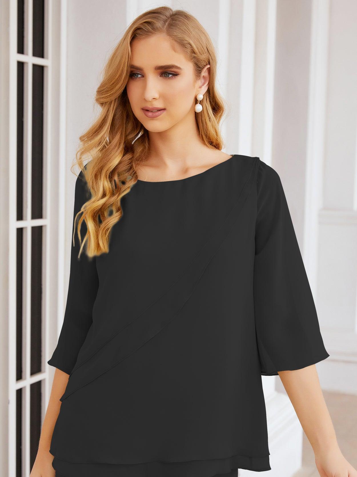 Robe de mariée élégante pour la mère de la mariée en deux pièces, tailleur pantalon grande taille à volants superposés, peignoir argenté 28064