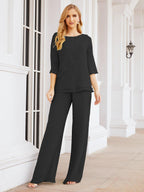 Robe de mariée élégante pour la mère de la mariée en deux pièces, tailleur pantalon grande taille à volants superposés, peignoir argenté 28064