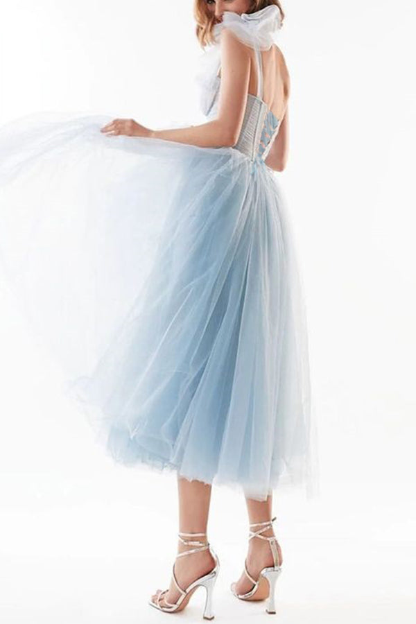 Vestido de malla de corte entallado, vestido de princesa para banquete. 