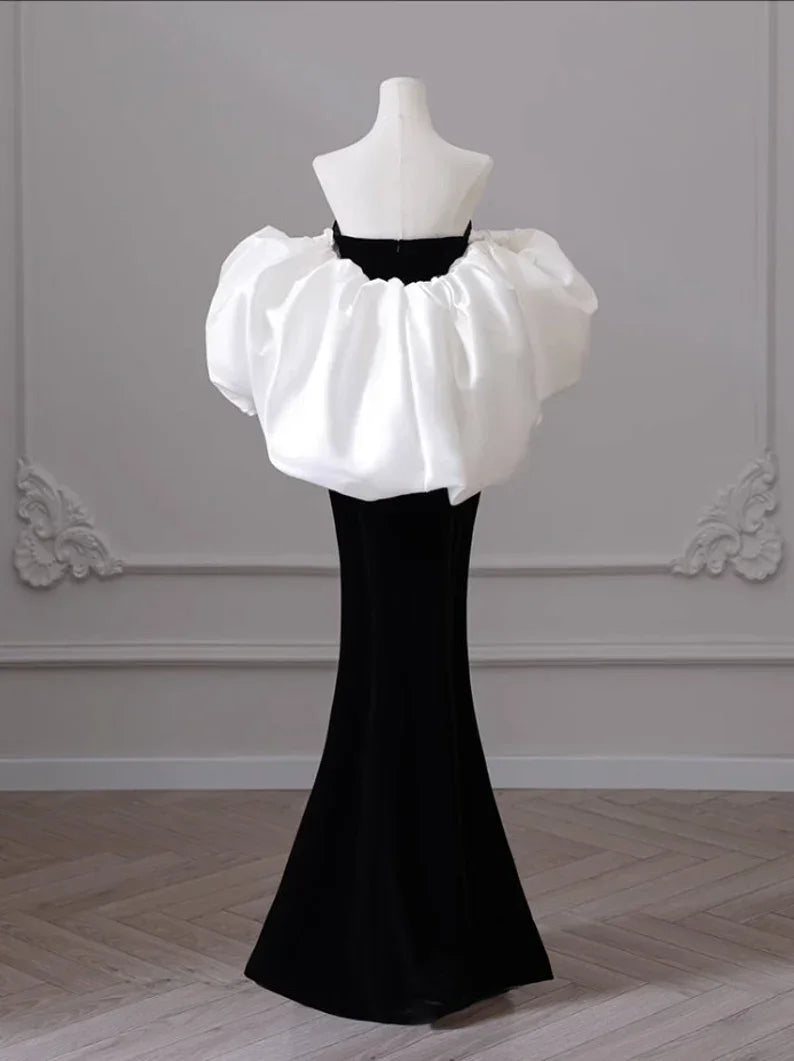 Abito da sera nero monospalla, sirena di alta classe, abito da banchetto dal temperamento elegante, abito da ballo Y4382