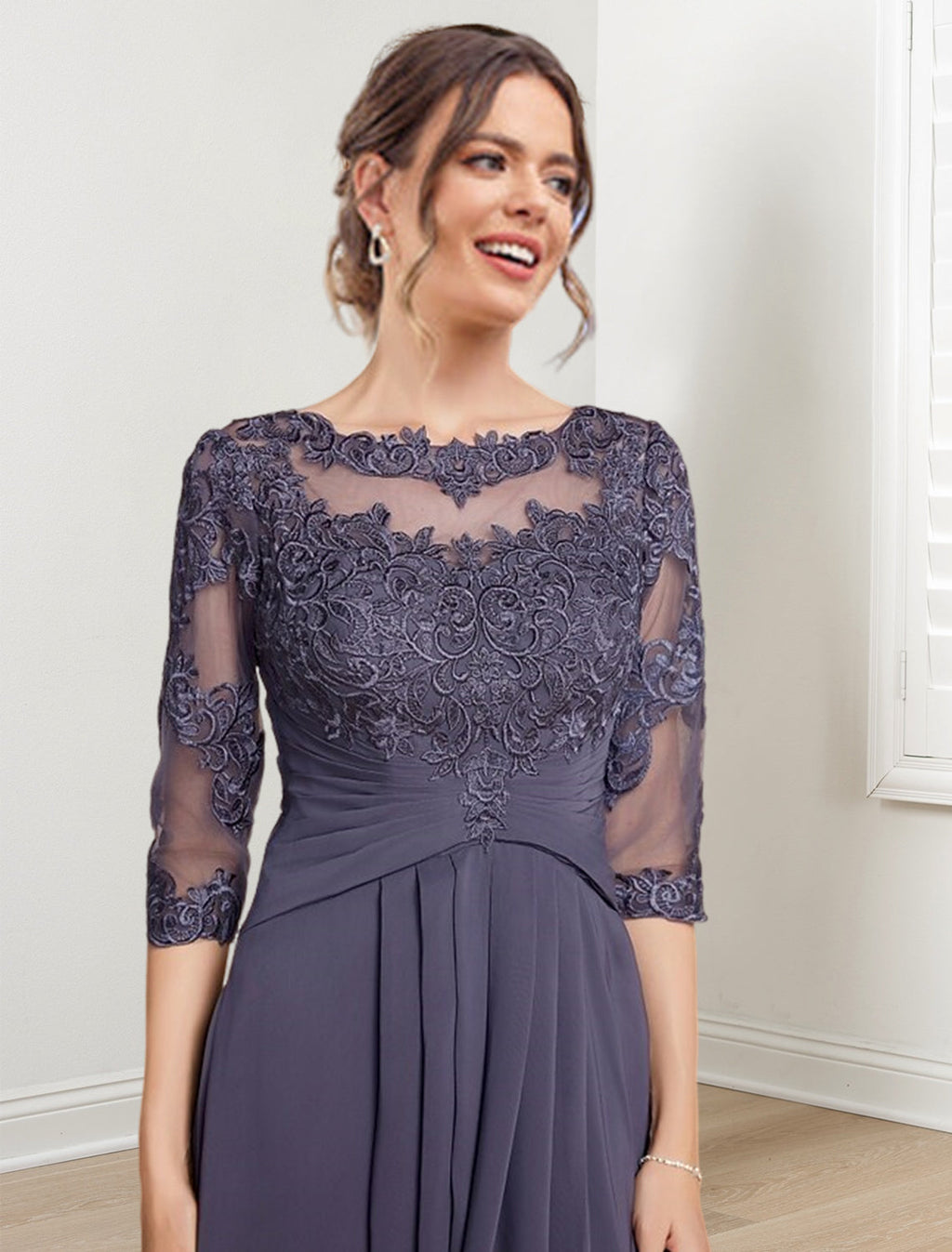 A-Line/Princess Scoop Tea-Length Mother of the Bride Dresses