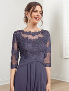 A-Line/Princess Scoop Tea-Length Mother of the Bride Dresses