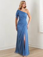 One Shoulder Floor Length Gown For Mother Of The Bride Sheath Style