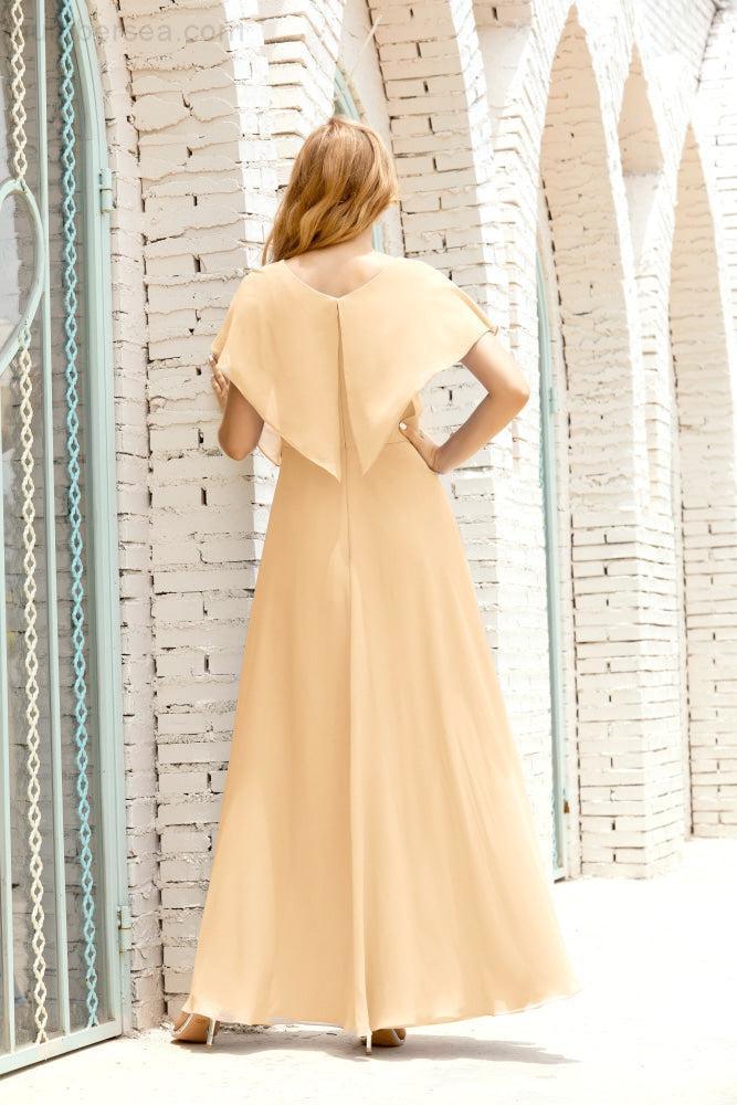 Robe de la Mère de la Mariée Grande Taille Col en V Longueur Solennelle Robe de Bal Formelle pour Invité de Mariage 28020