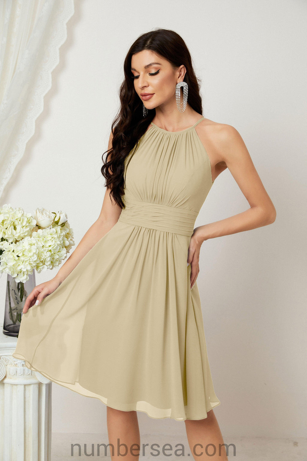 Robe de soirée formelle pour bal de fin d'études ou cocktail Halter 28011