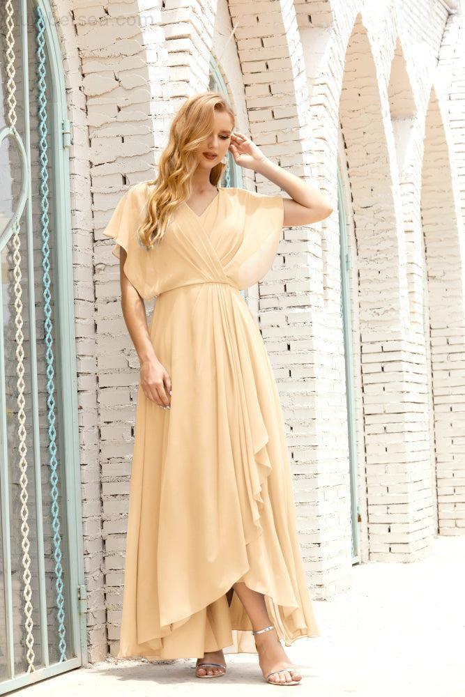 Robe de la Mère de la Mariée Grande Taille Col en V Longueur Solennelle Robe de Bal Formelle pour Invité de Mariage 28020
