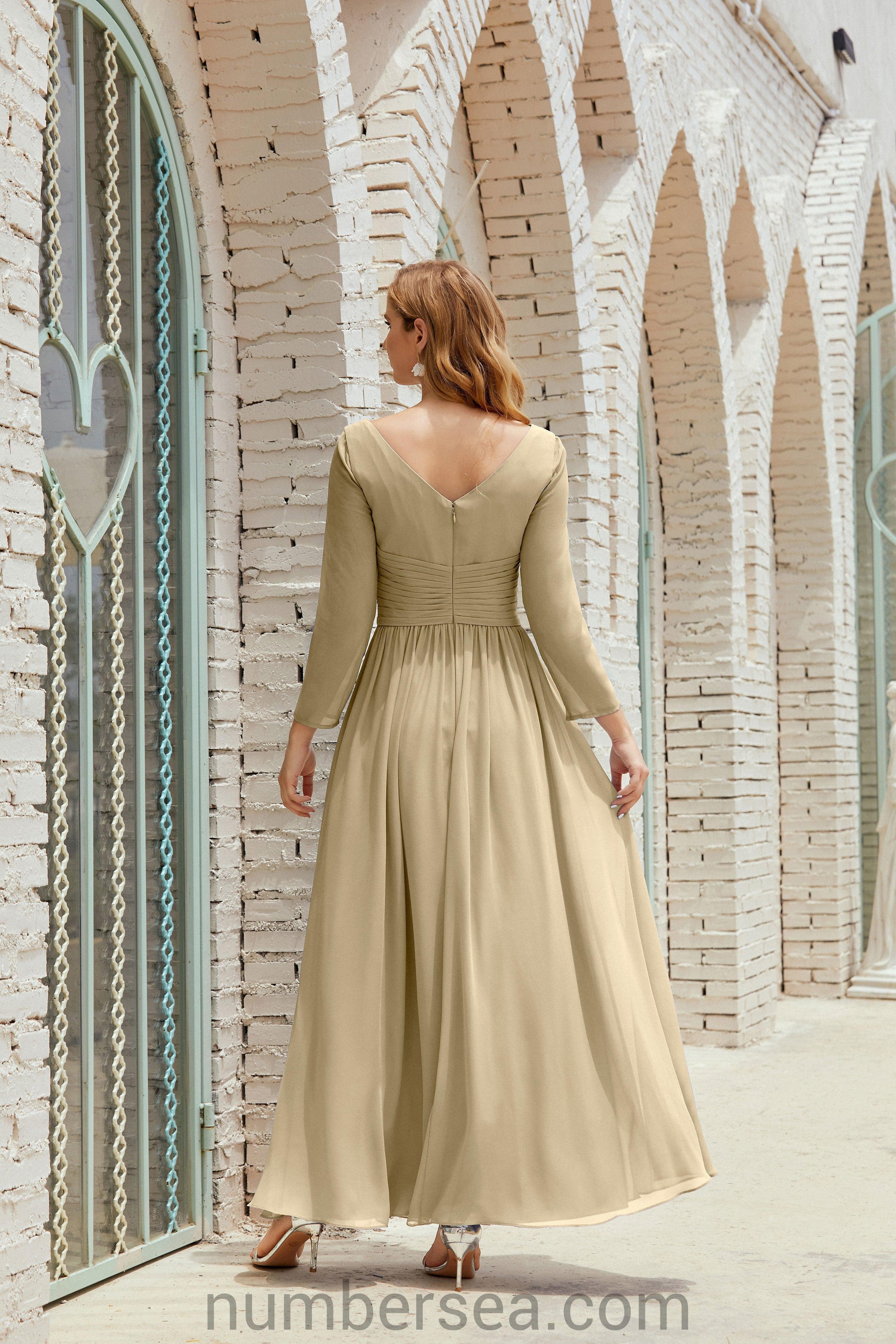 Abito da damigella Numbersea in chiffon, abito formale per festa, abito da sera 28016