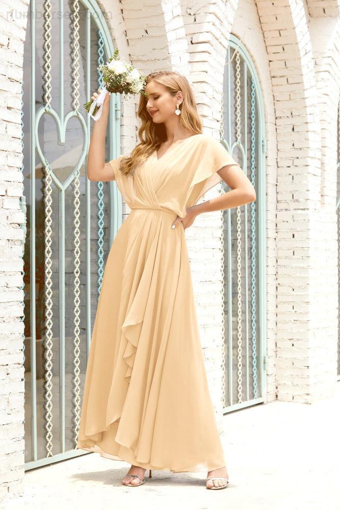 Robe de la Mère de la Mariée Grande Taille Col en V Longueur Solennelle Robe de Bal Formelle pour Invité de Mariage 28020