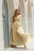 Abito da damigella Numbersea in chiffon, abito formale per festa, abito da sera 28016
