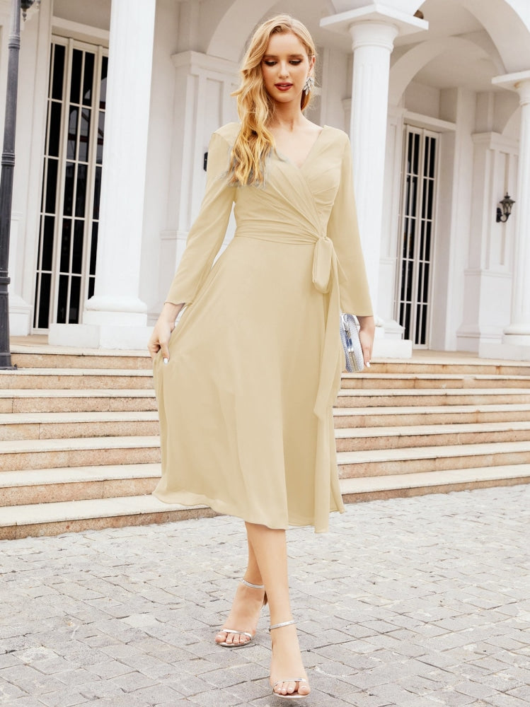 Bridesmaid Dress V-Back Waist Belt Mother of the Bride Wedding Guest SY28031